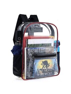Large Heavy Duty Backpack with Black and Red Contrast Seams
